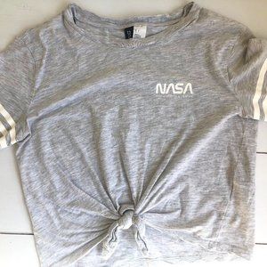 H&M Knotted Short-Sleeve Tee with Nasa Logo Size S